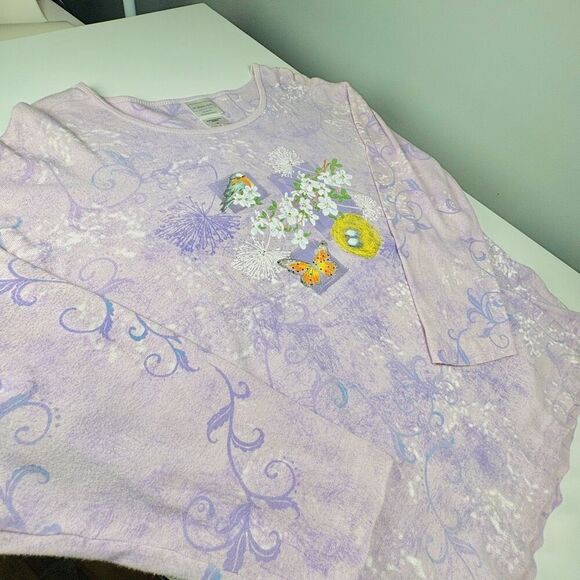 Morning Sun lavender plus size 2x Pieces of Spring Women's Shirt butterf… - Picture 1 of 7